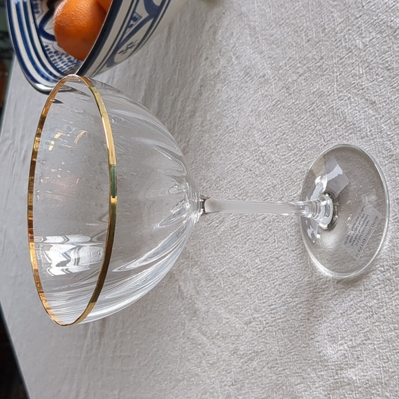 Anthropologie Clear \ Gold Waterfall Coupe Glasses, Set of 2 - Picture 3 of 10